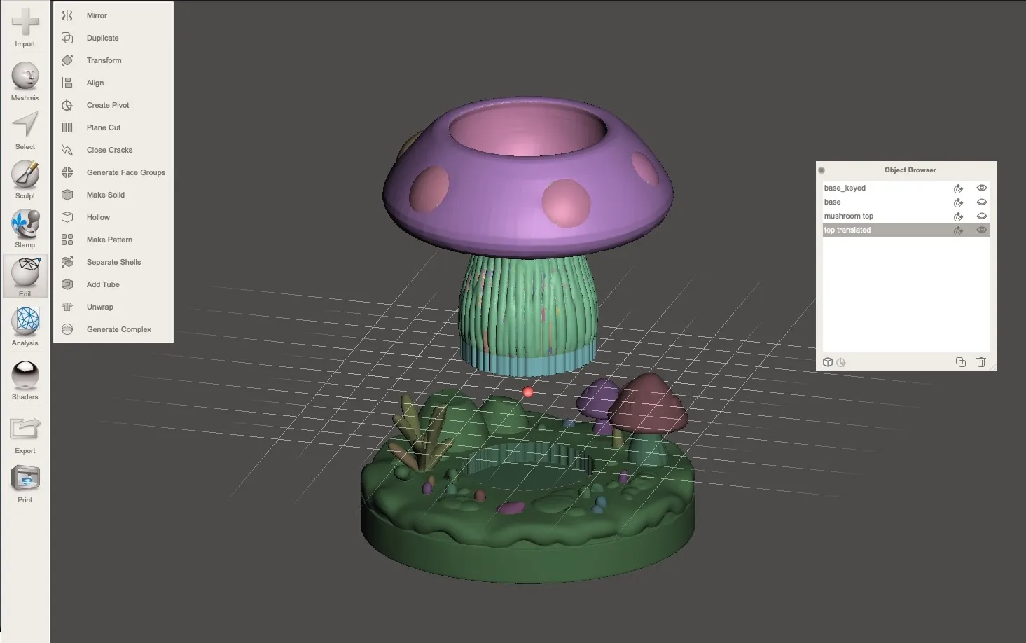 The split model in Meshmixer